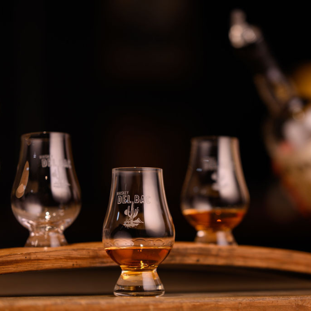 Barrel Stave Flight Board - 4 Pour with Glencairns