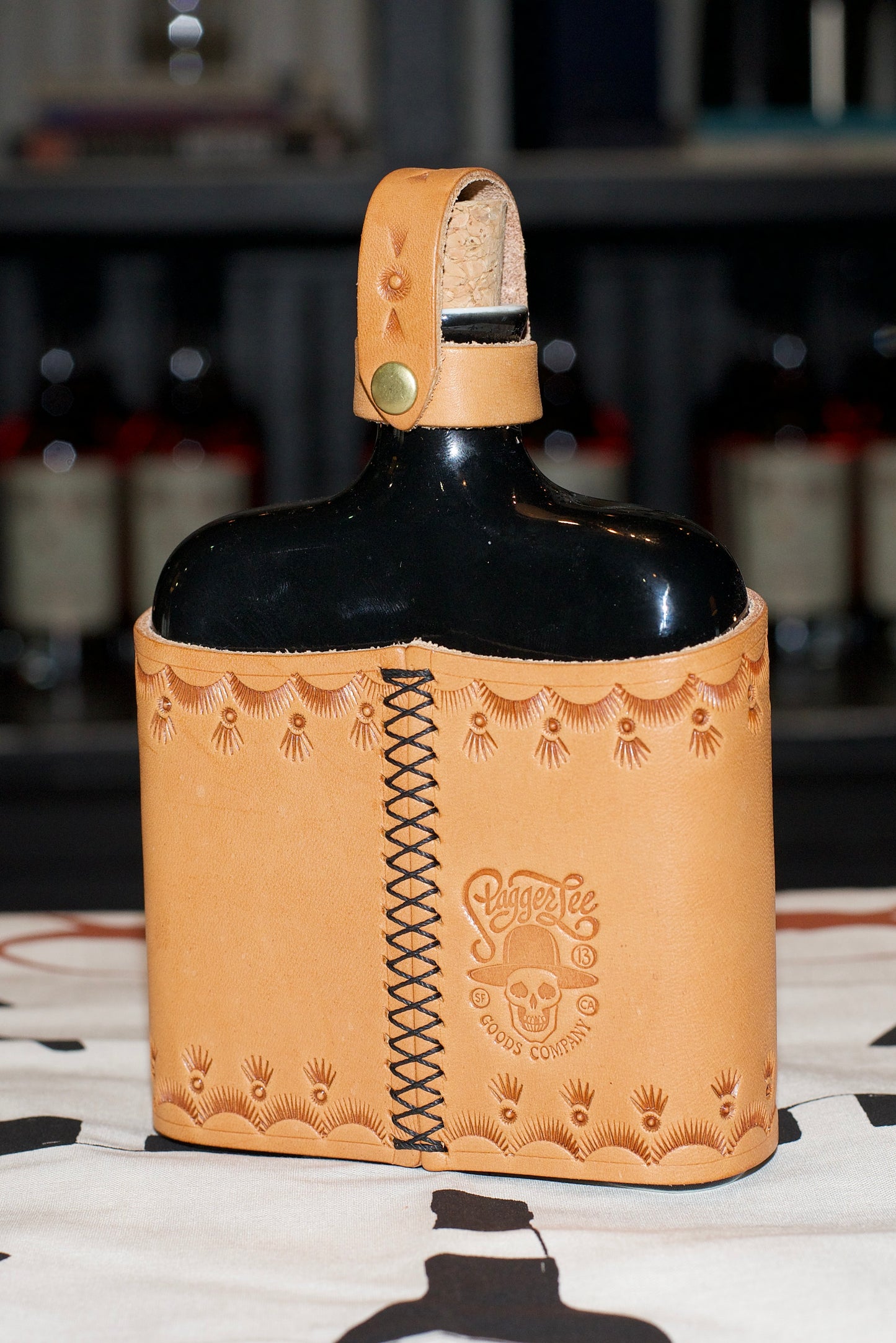 Stagger Lee Adorned Leather Flask