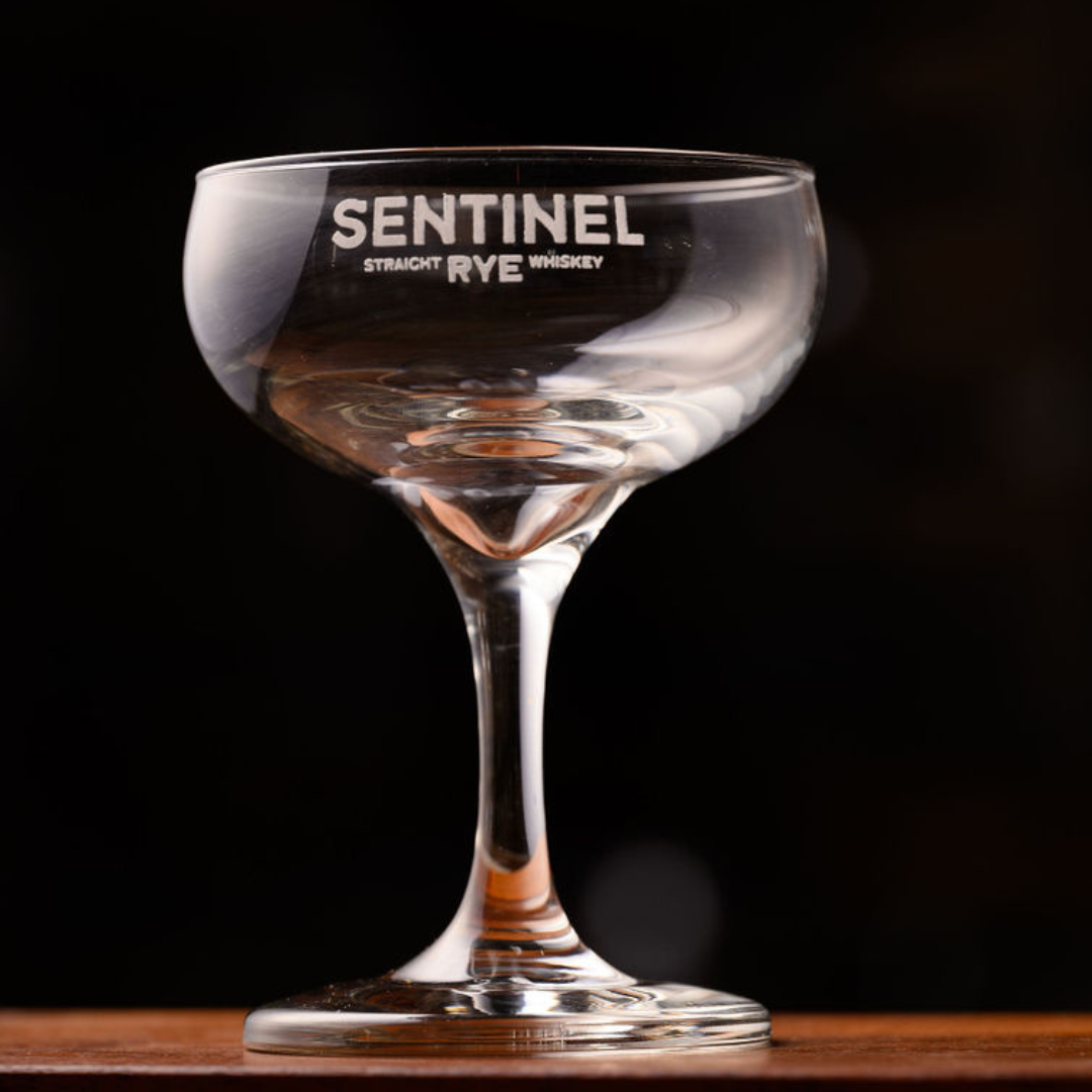 Sentinel Rye Etched Coupe Glass